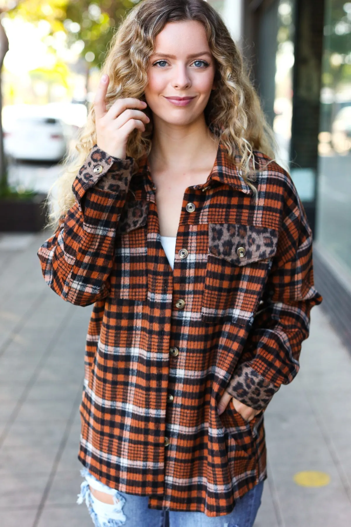 Rust Plaid & Animal Shacket