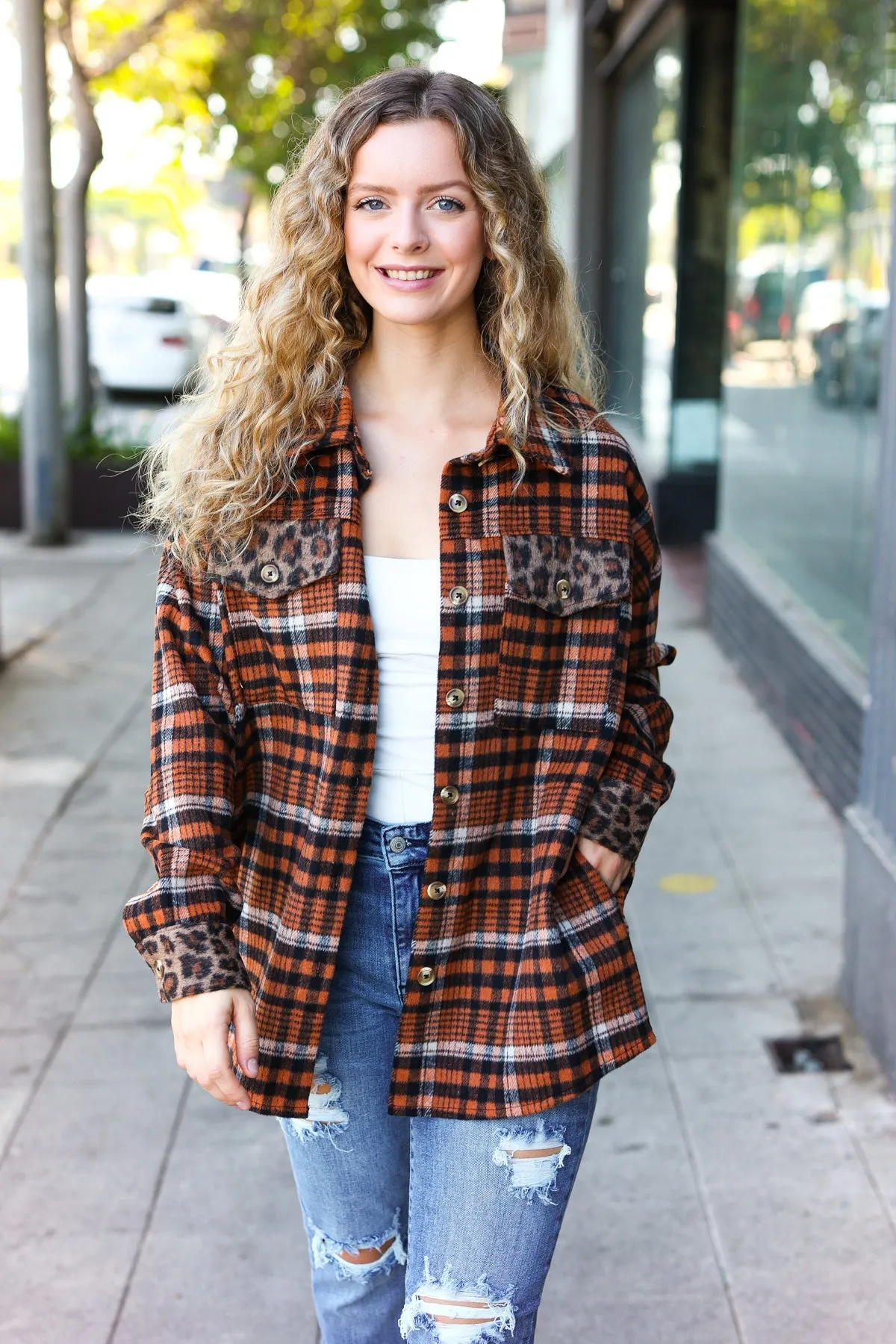 Rust Plaid & Animal Shacket