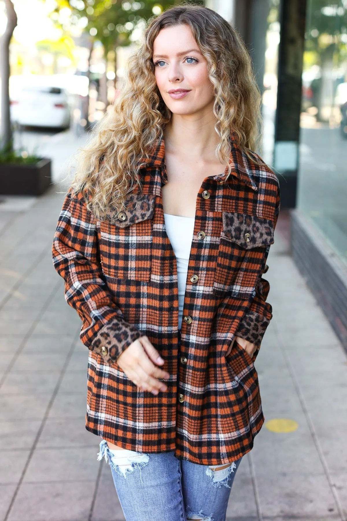 Rust Plaid & Animal Shacket