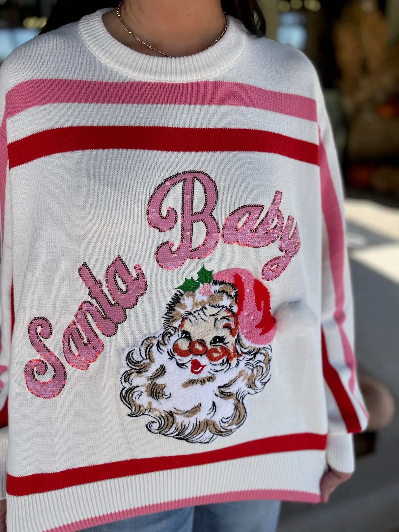 'Santa Baby' Fuzzy Santa Sweater