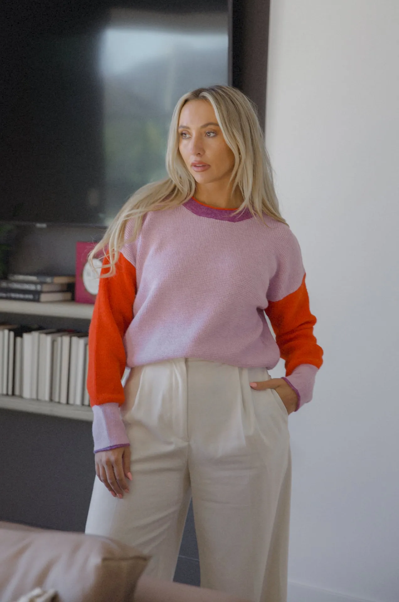 Scarlet Color Block Sweater