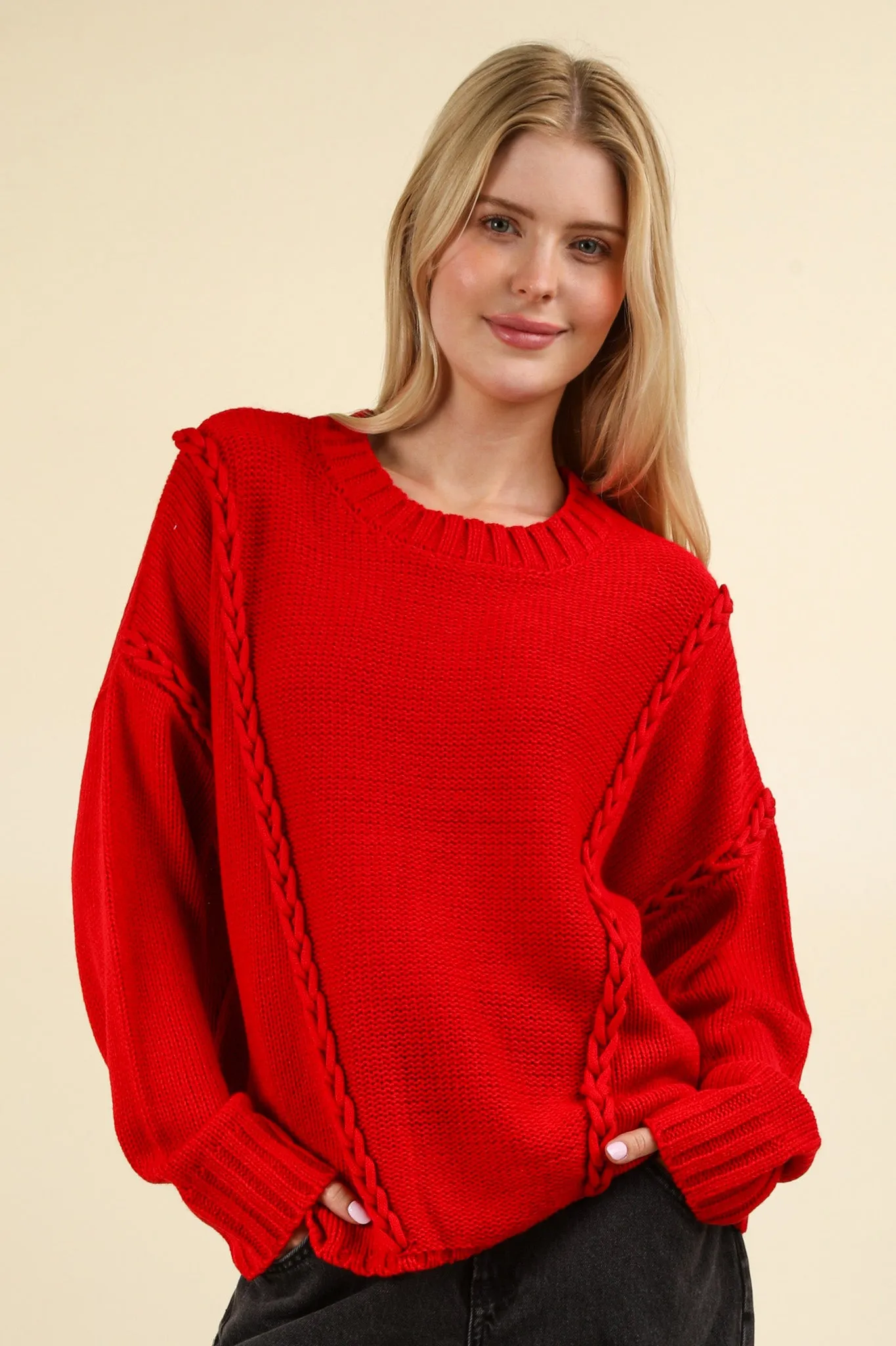 Scarlett Casual Knit Chunky Braid Sweater [S-3X]