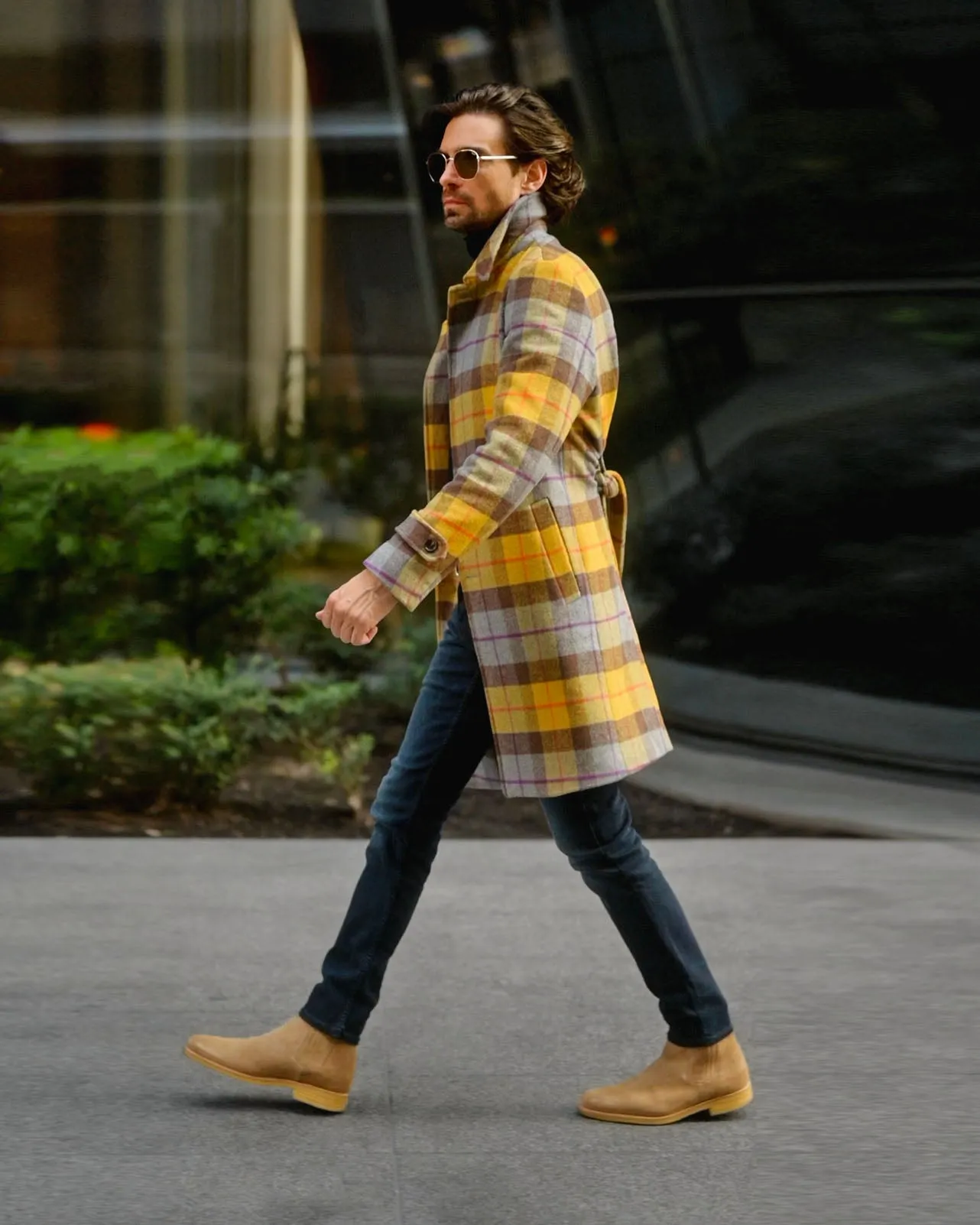 SG Car Coat – Mustard   Chocolate Plaid