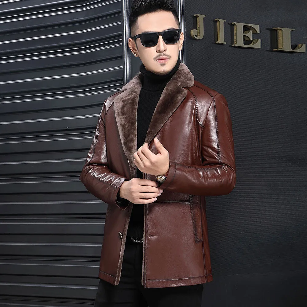 Sheepskin Fur shearling Coat for Men & shearling leather Jacket