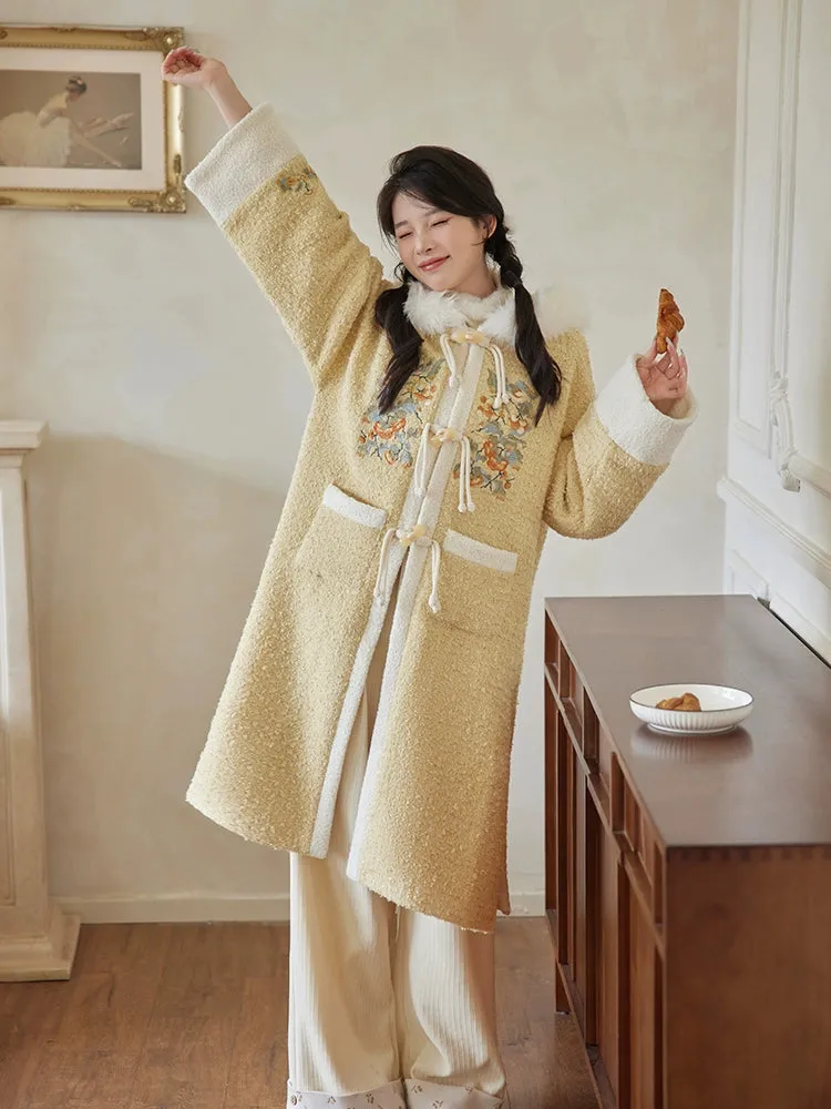 Shishi Ruyi 柿柿如意 Persimmon Sceptre Modernized Ming Buzi Hooded Coat & Pants Set