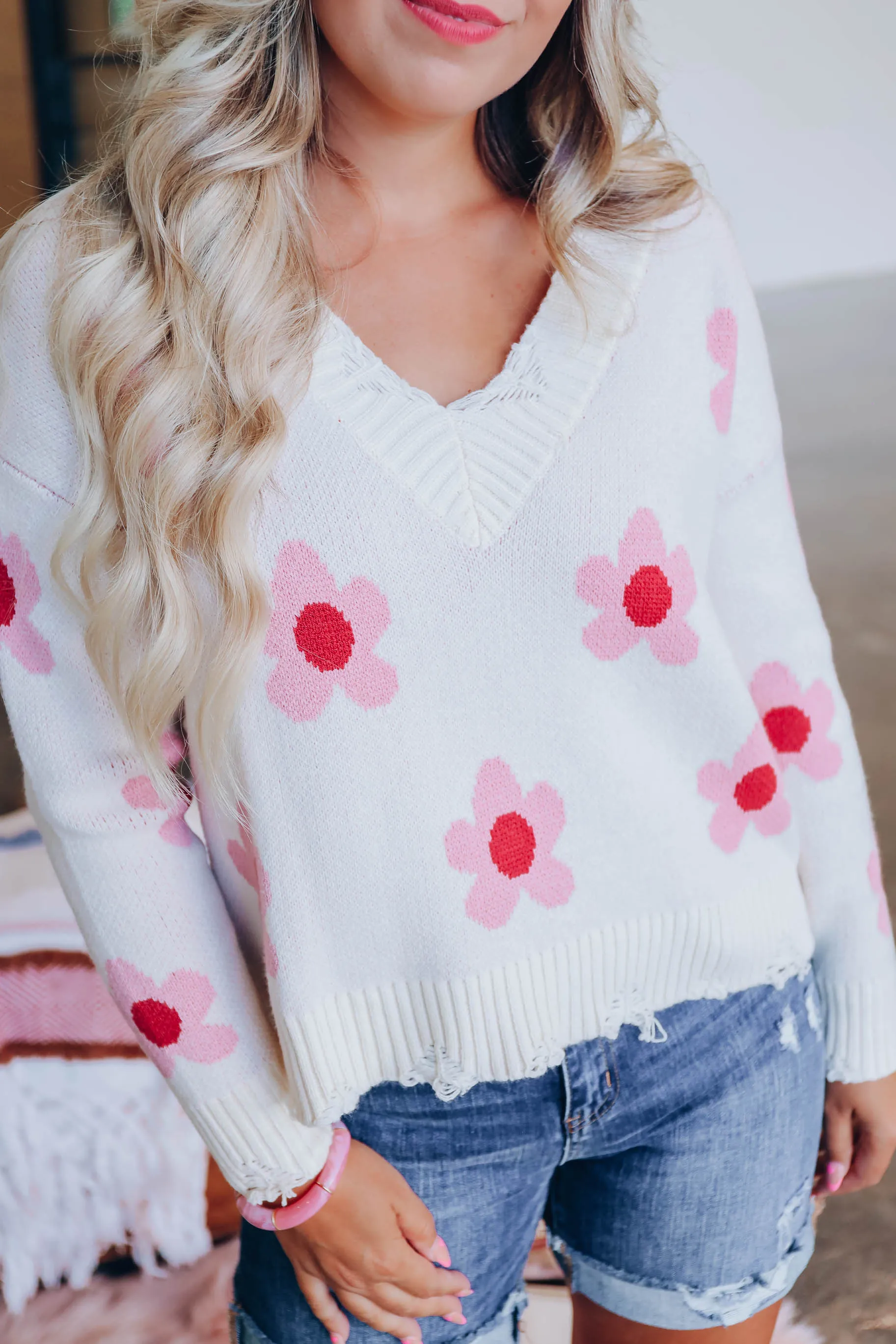 Shower Me In Daisies Sweater - Cream