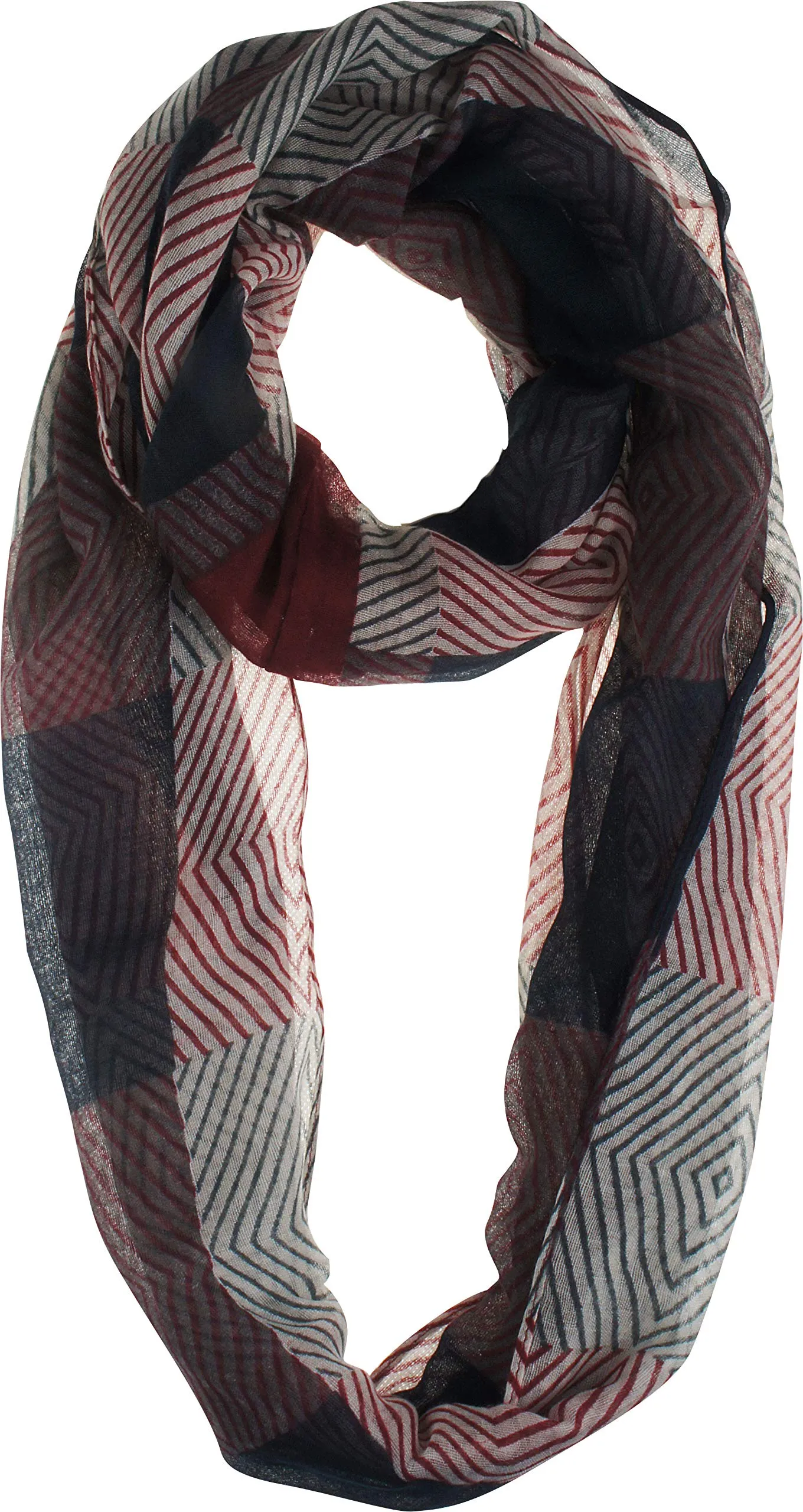 Soft Light Weight Diamond Plaid Pattern Elegant Sheer Infinity Scarf