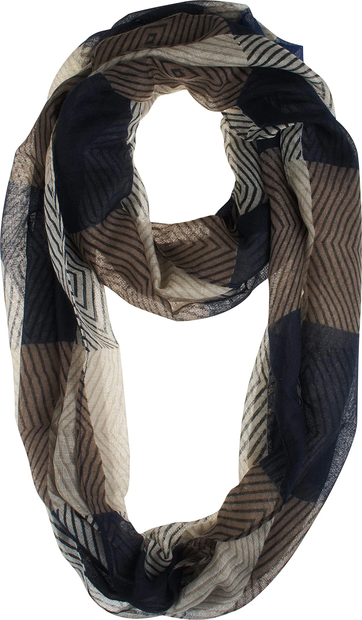 Soft Light Weight Diamond Plaid Pattern Elegant Sheer Infinity Scarf