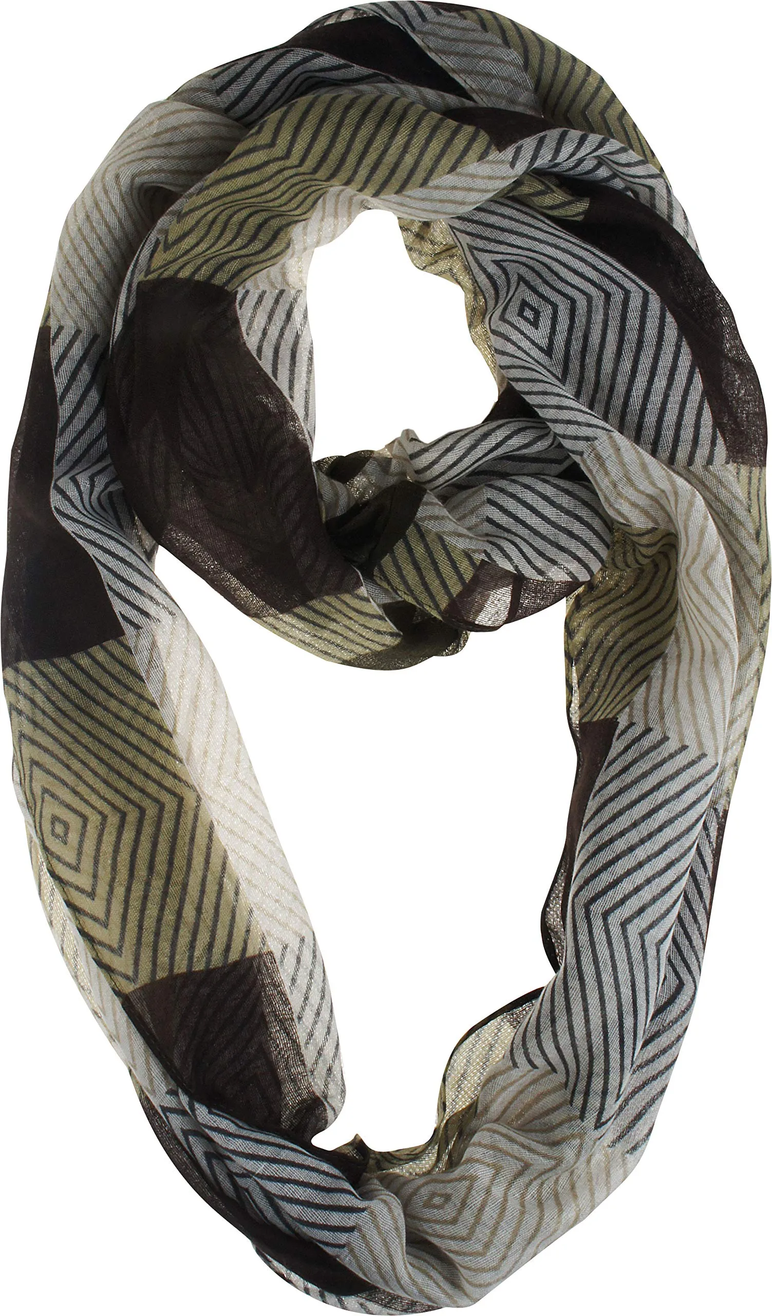 Soft Light Weight Diamond Plaid Pattern Elegant Sheer Infinity Scarf