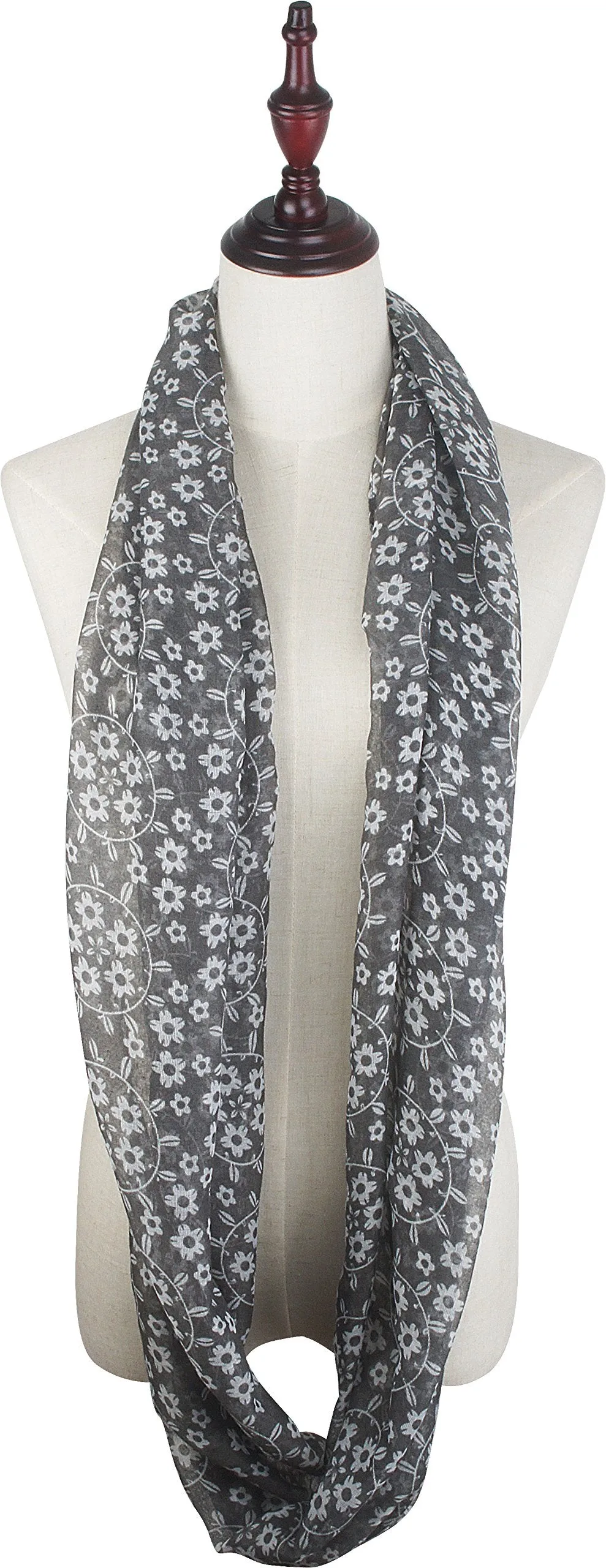 Soft Light Weight Sunflower Floral Elegant Sheer Infinity Scarf