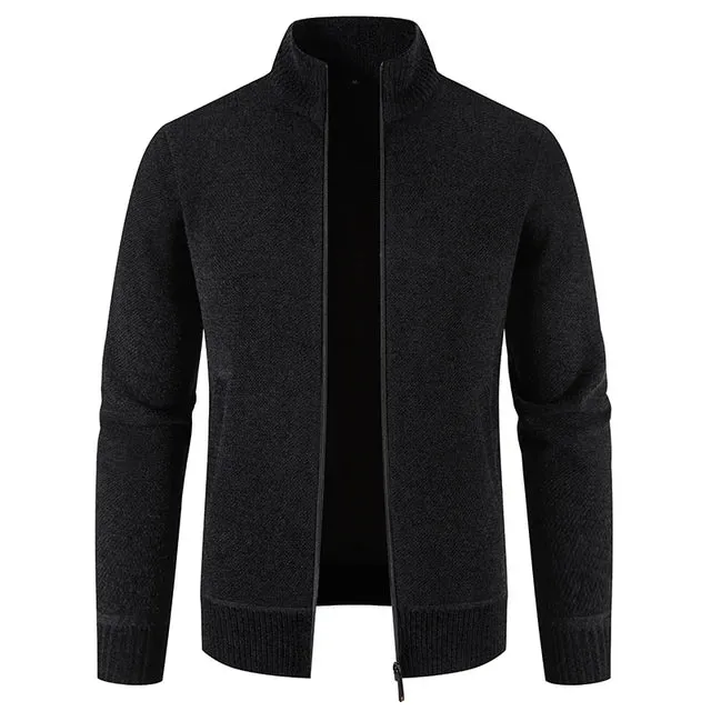 Stand Collar Plush Thick Cardigan