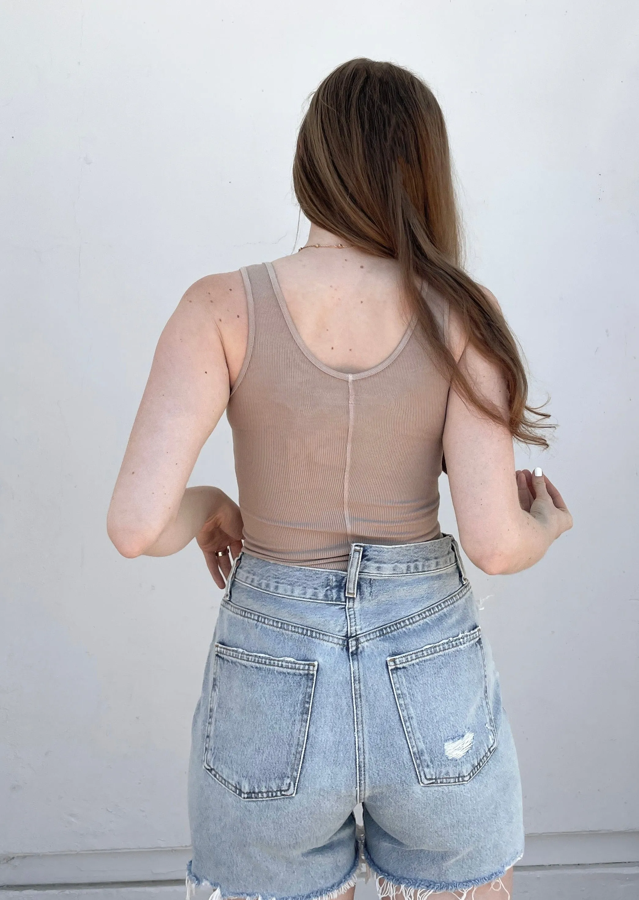 Stretch Silk Knit Tank - Oat Milk