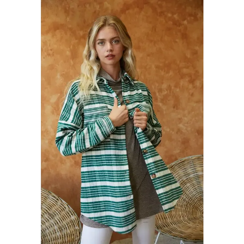 Striped Button Down Shacket