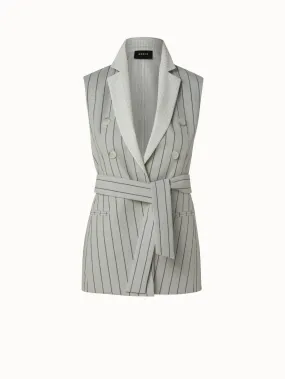 Striped Cotton Double-Face Faux Double-Breasted Gilet