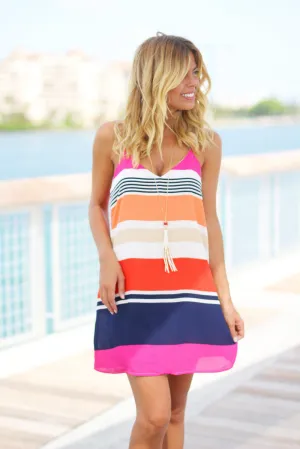 Striped Print Tank Short Dress