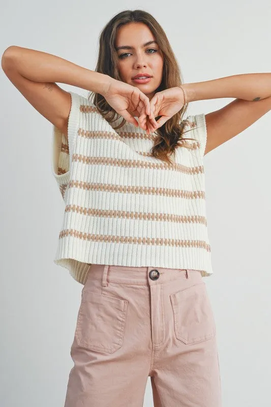 Sweater Tank Top Ivory/Taupe