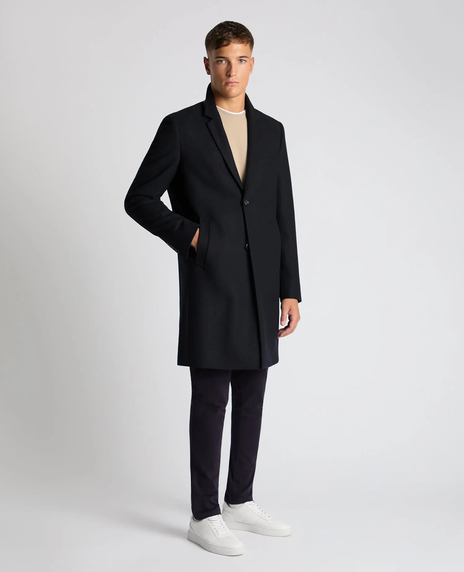 Tailored Fit Wool Blend Overcoat