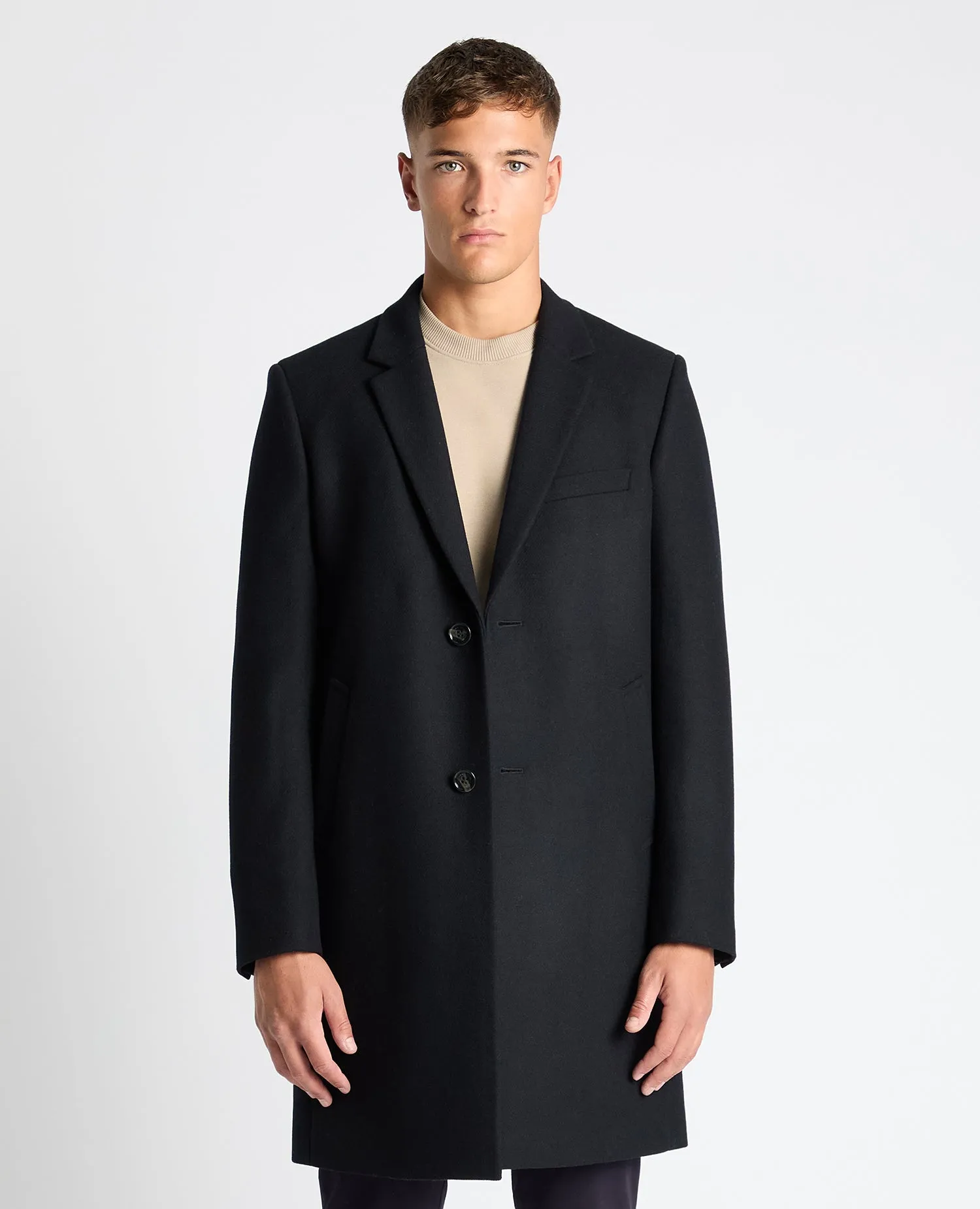 Tailored Fit Wool Blend Overcoat