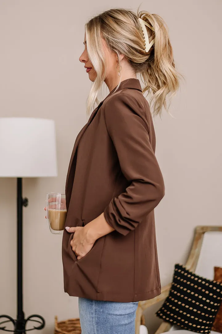 Take A Stand Open Blazer | Brown