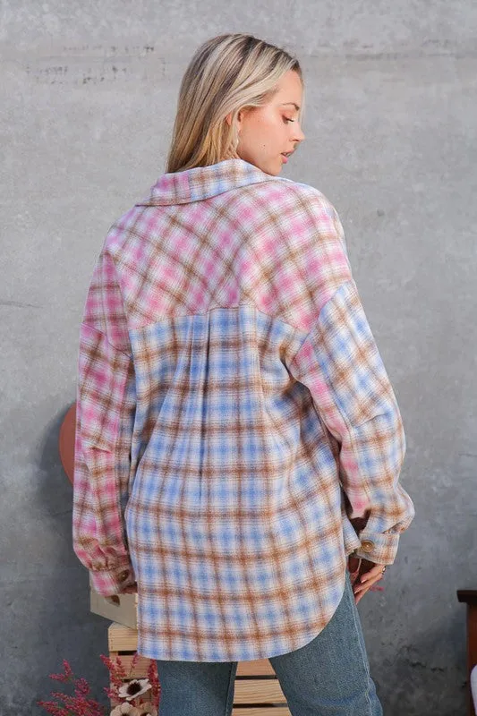 Take It Away Pink & Blue Plaid Jacket