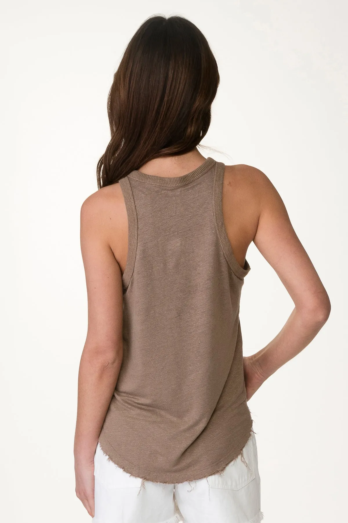 Taupe Linen Halter Tank