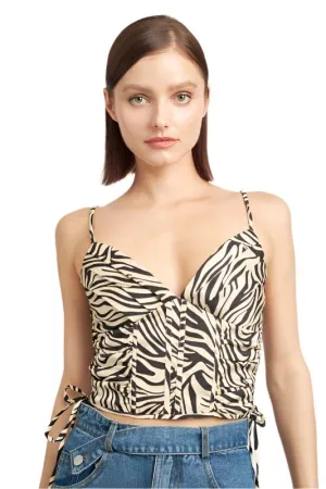 TEEK - ZEBRA PRINT RUCHED CORSET TOP