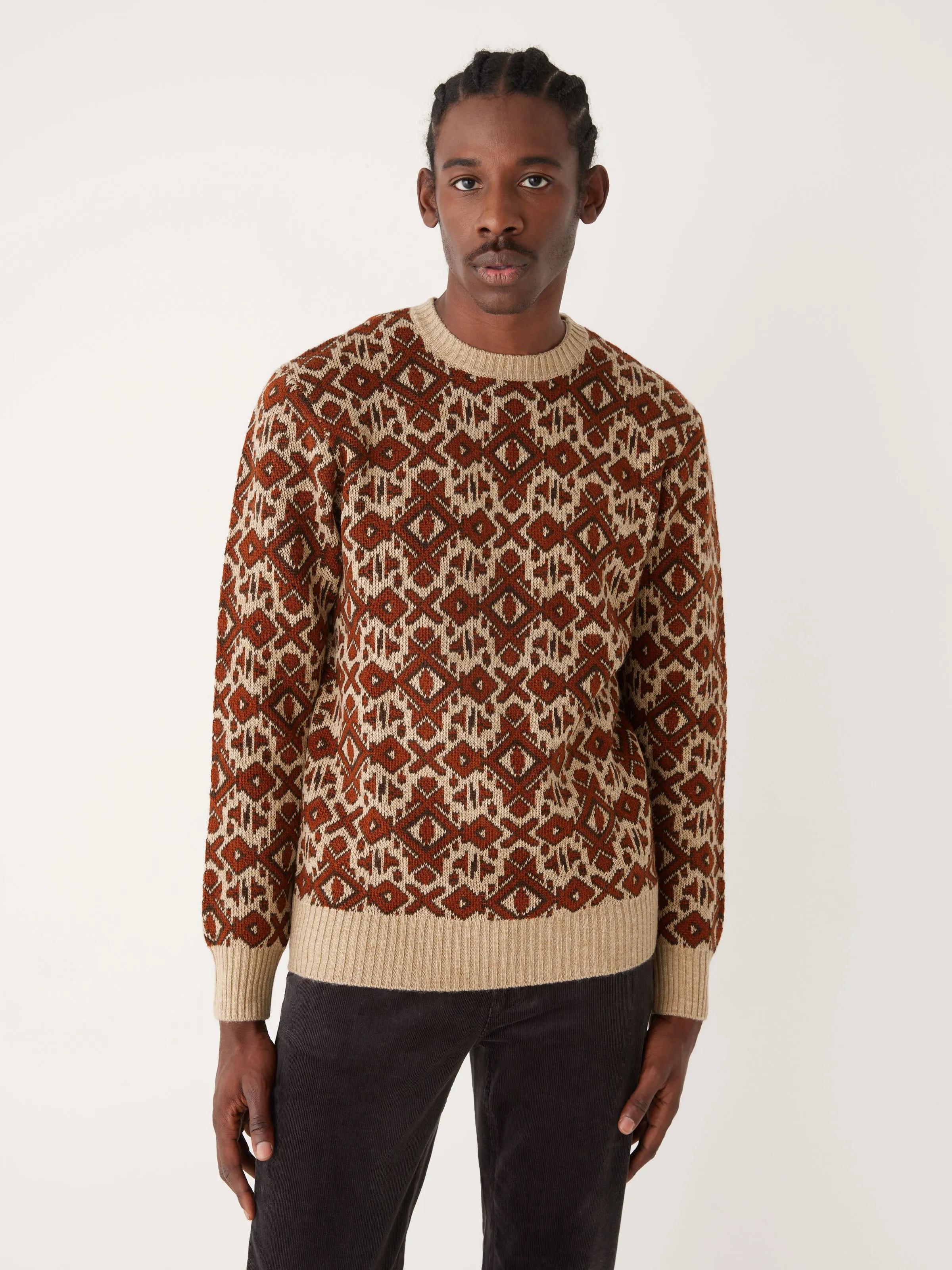 The Jacquard Sweater in Light Beige