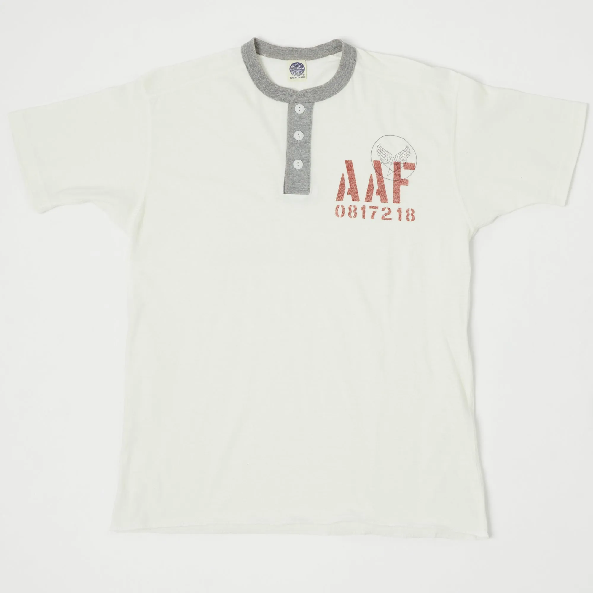 TOYS McCOY TMC2034 'AAF' Military Union Henley - Nature/Grey