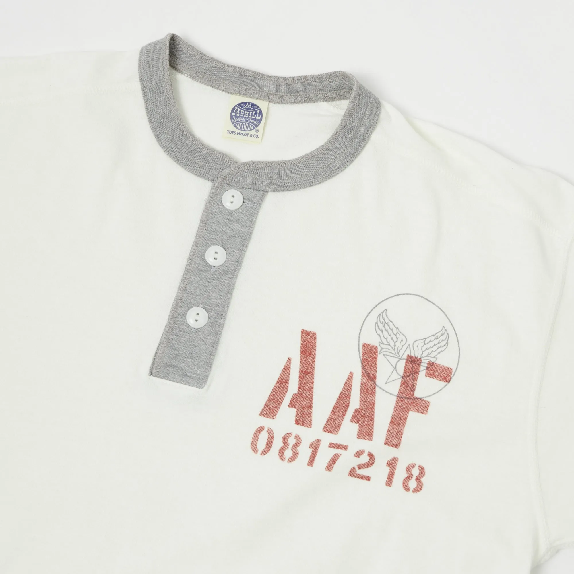 TOYS McCOY TMC2034 'AAF' Military Union Henley - Nature/Grey