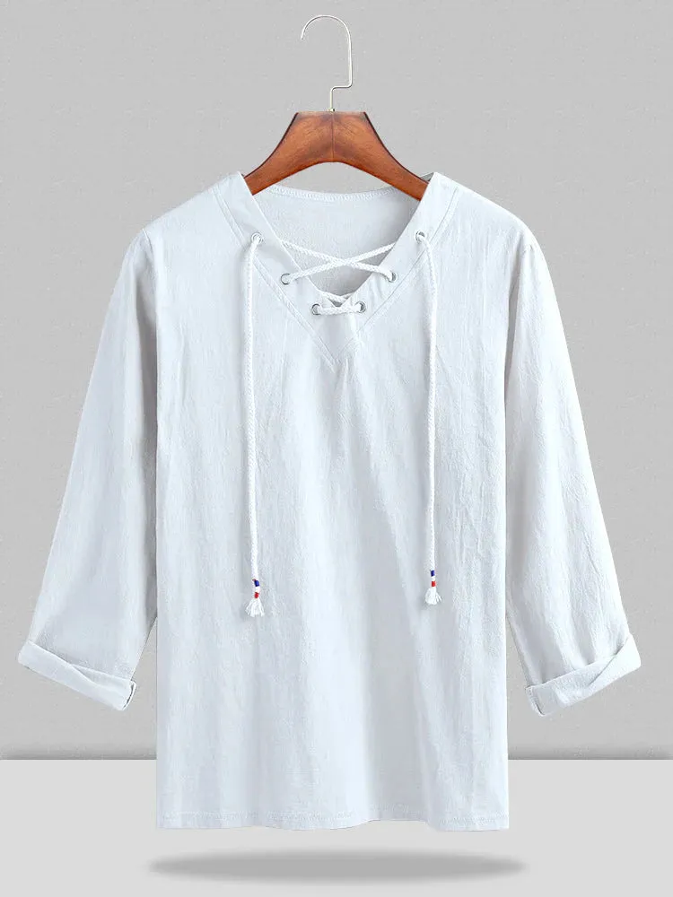 V Neck Cotton Shirt