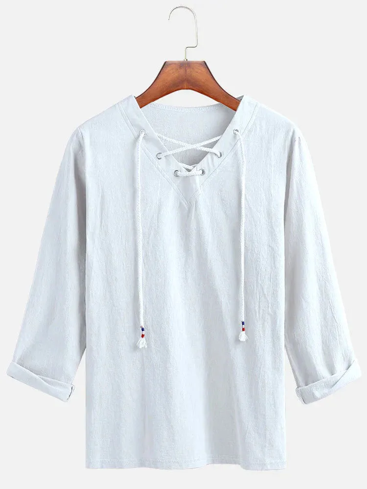 V Neck Cotton Shirt