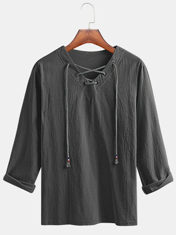 V Neck Cotton Shirt