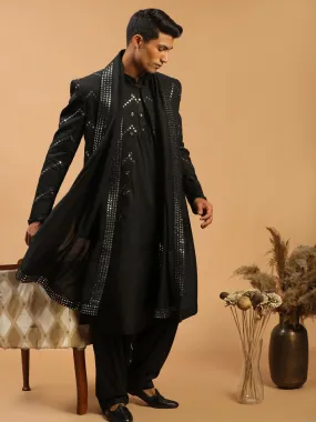 Vastramay Black Mirror Jodhpuri Kurta Set