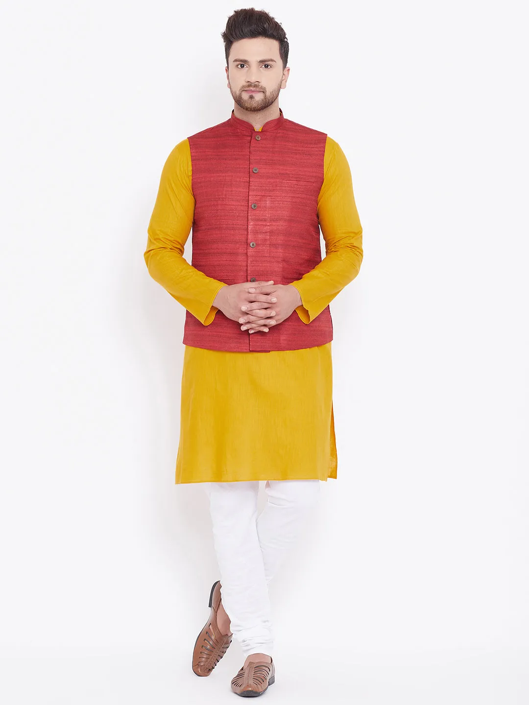 VASTRAMAY Cotton Blend Men's Kurta Set