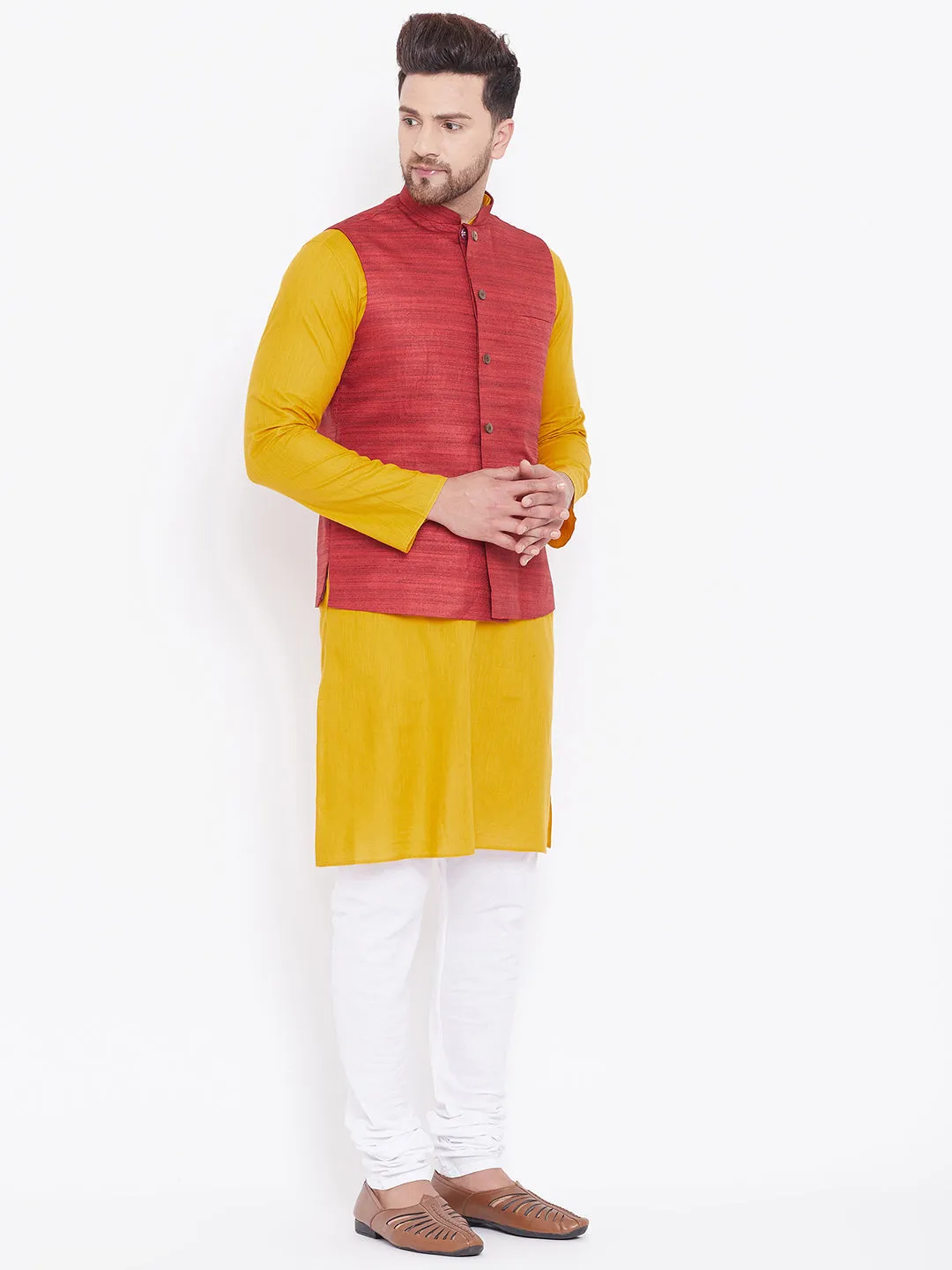 VASTRAMAY Cotton Blend Men's Kurta Set