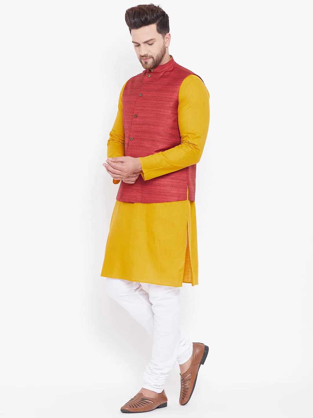 VASTRAMAY Cotton Blend Men's Kurta Set