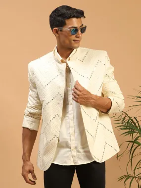 Vastramay Cream Mirror Jodhpuri Set