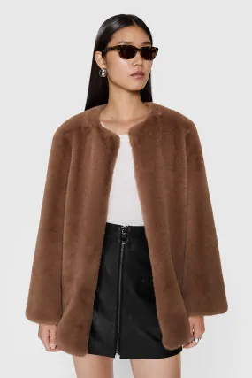 Vegan Fur Collarless Jacket