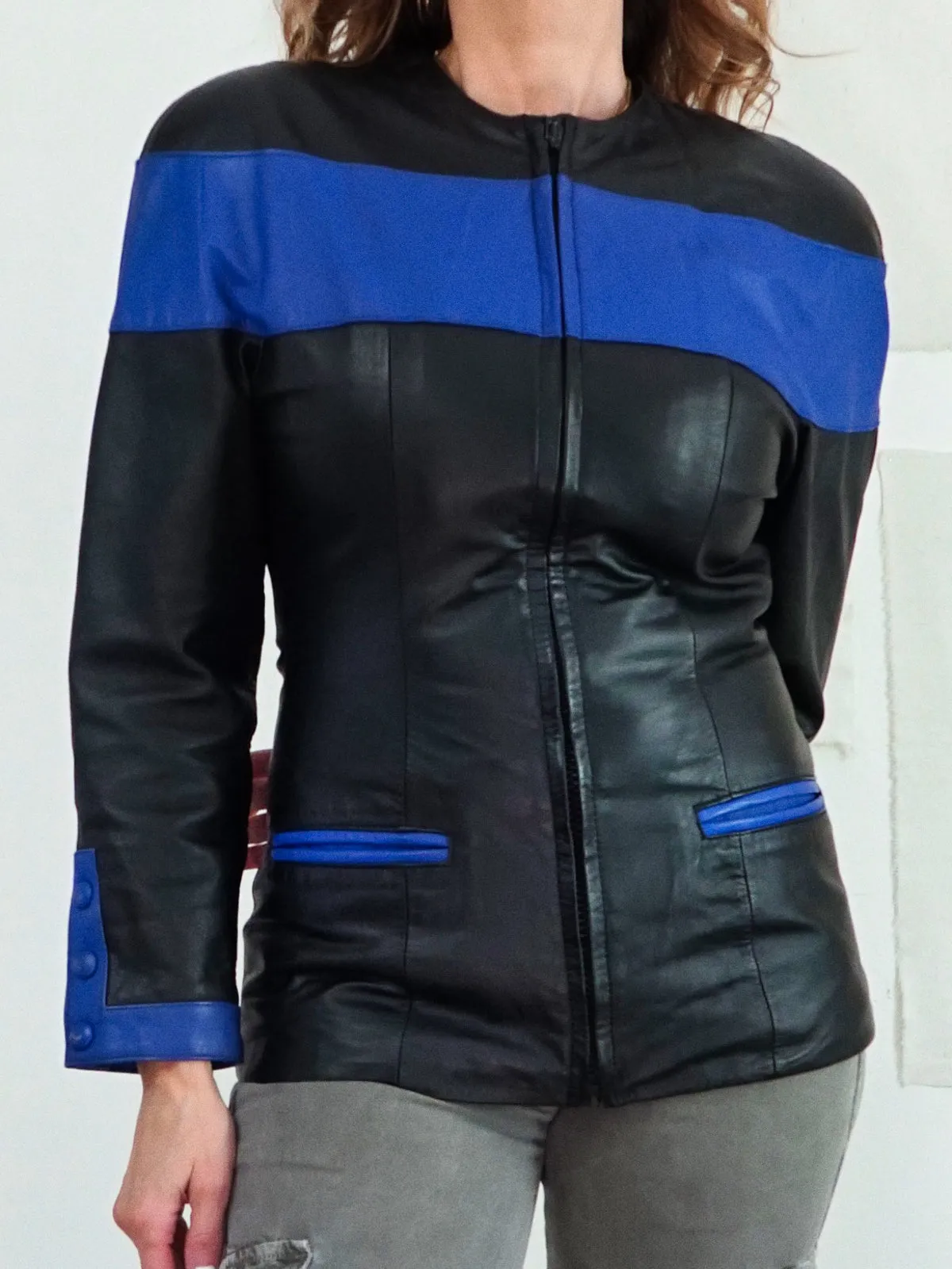 Vintage Cobalt Leather Racer Jacket