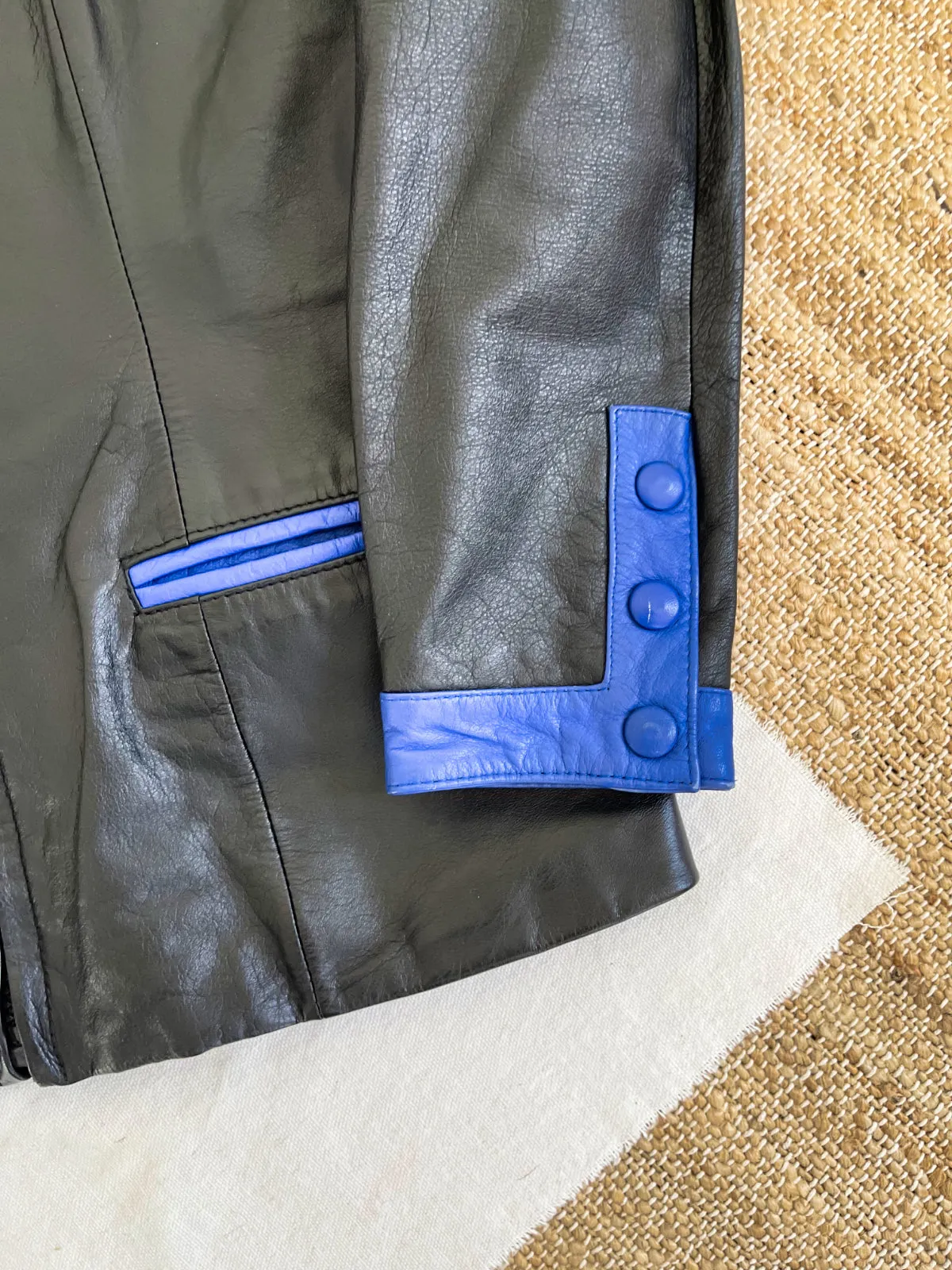 Vintage Cobalt Leather Racer Jacket