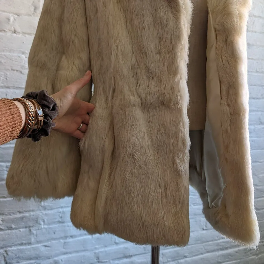 Vintage White Rabbit Fur Coat Penny Lane Minimalist Groovy Boho Chic Glam Jacket