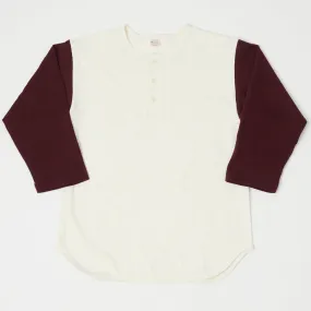 Warehouse & Co 4058 Baseball Henley - Cream/Bordeaux