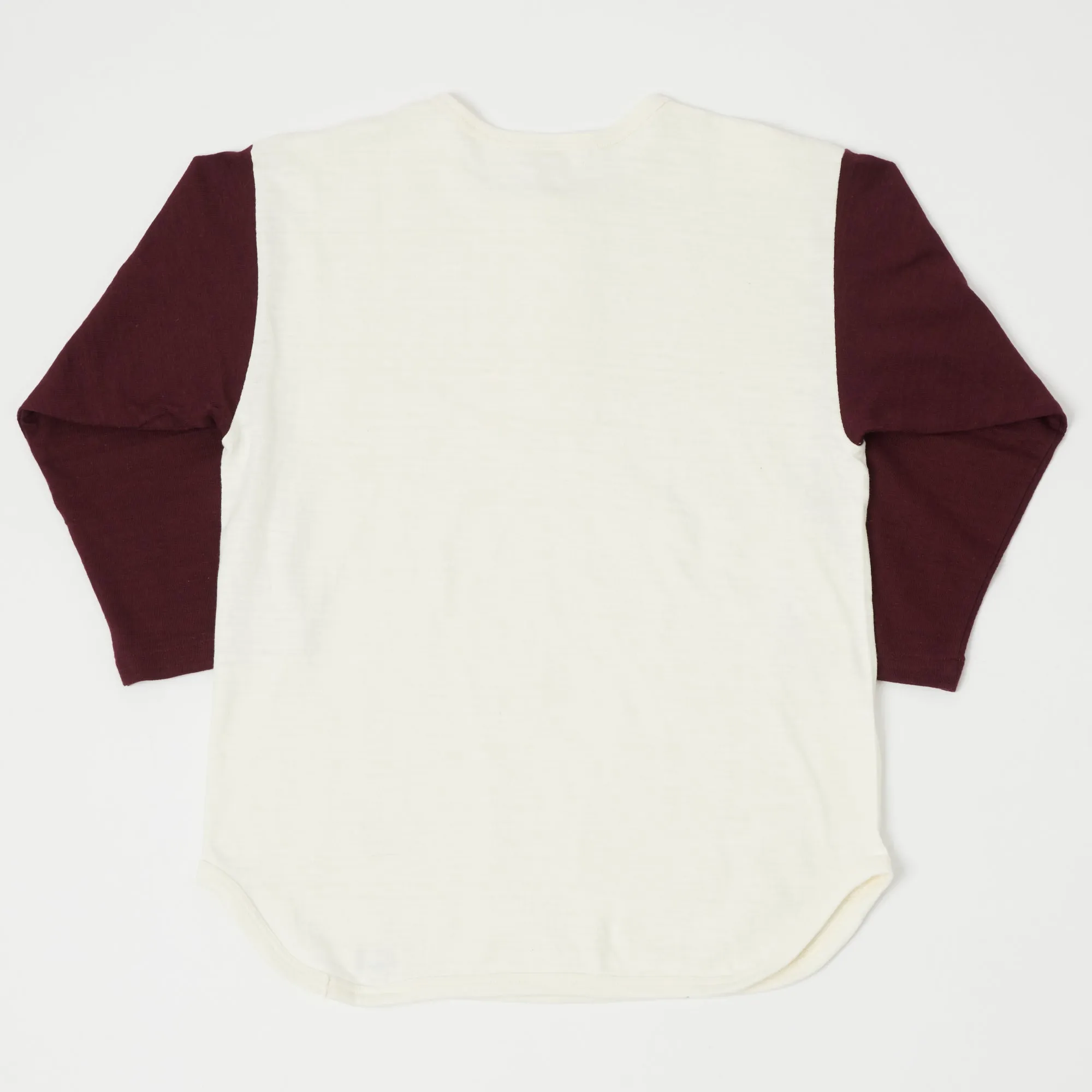 Warehouse & Co 4058 Baseball Henley - Cream/Bordeaux