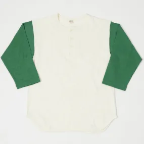 Warehouse & Co 4058 Baseball Henley - Cream/Light Green