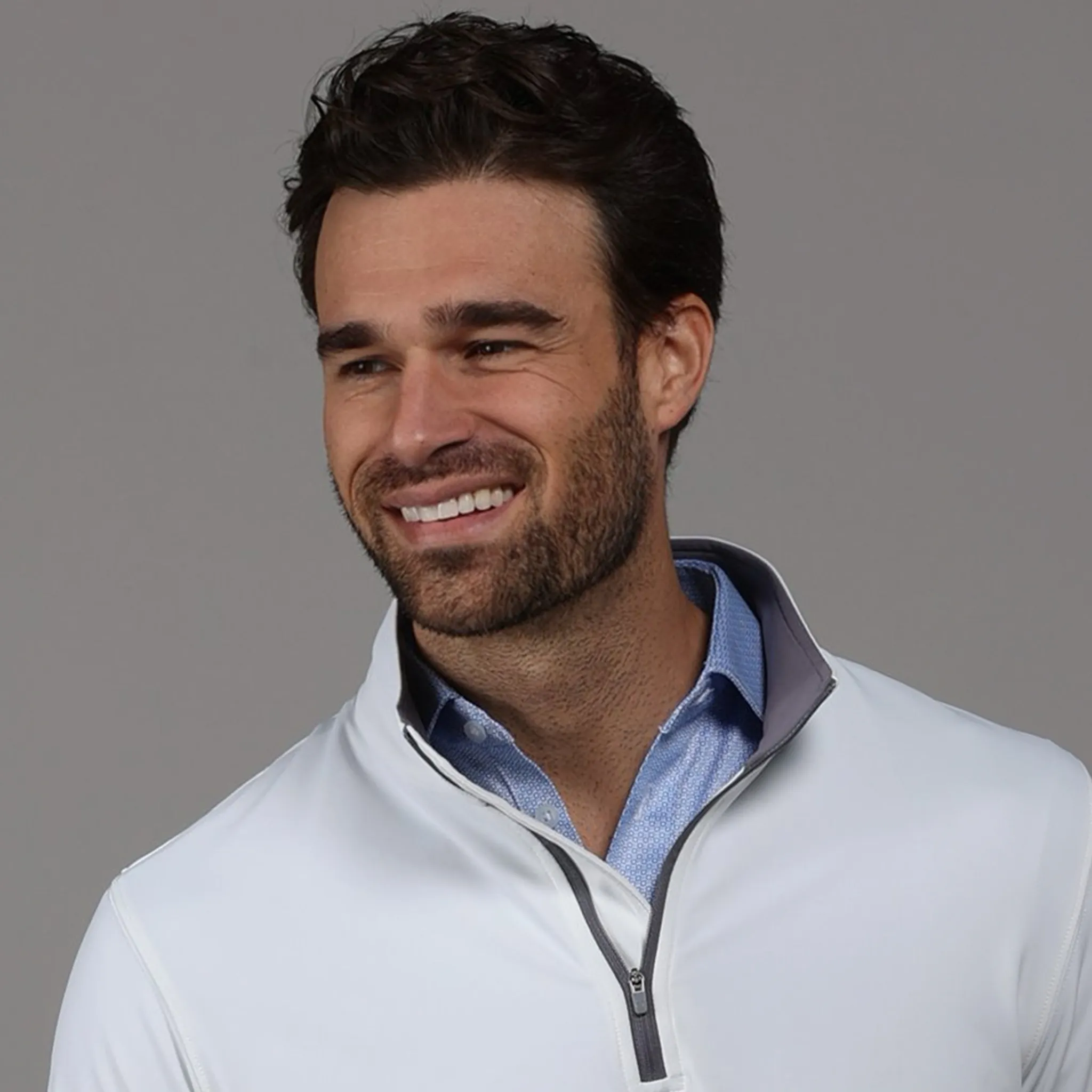 White Tour Performance Men's Golf Quarter Zip Pullover