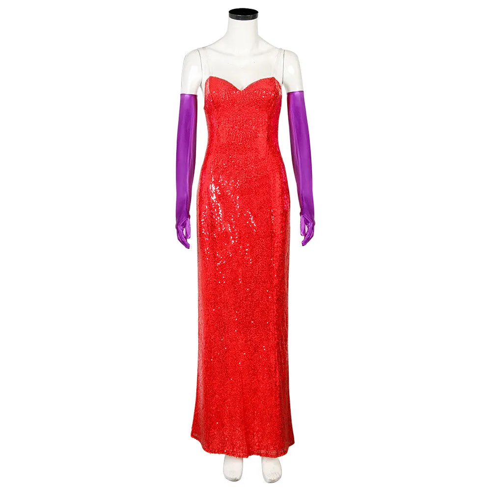 Who Framed Roger Rabbit Jessica Rabbit Cosplay Dress with Gloves