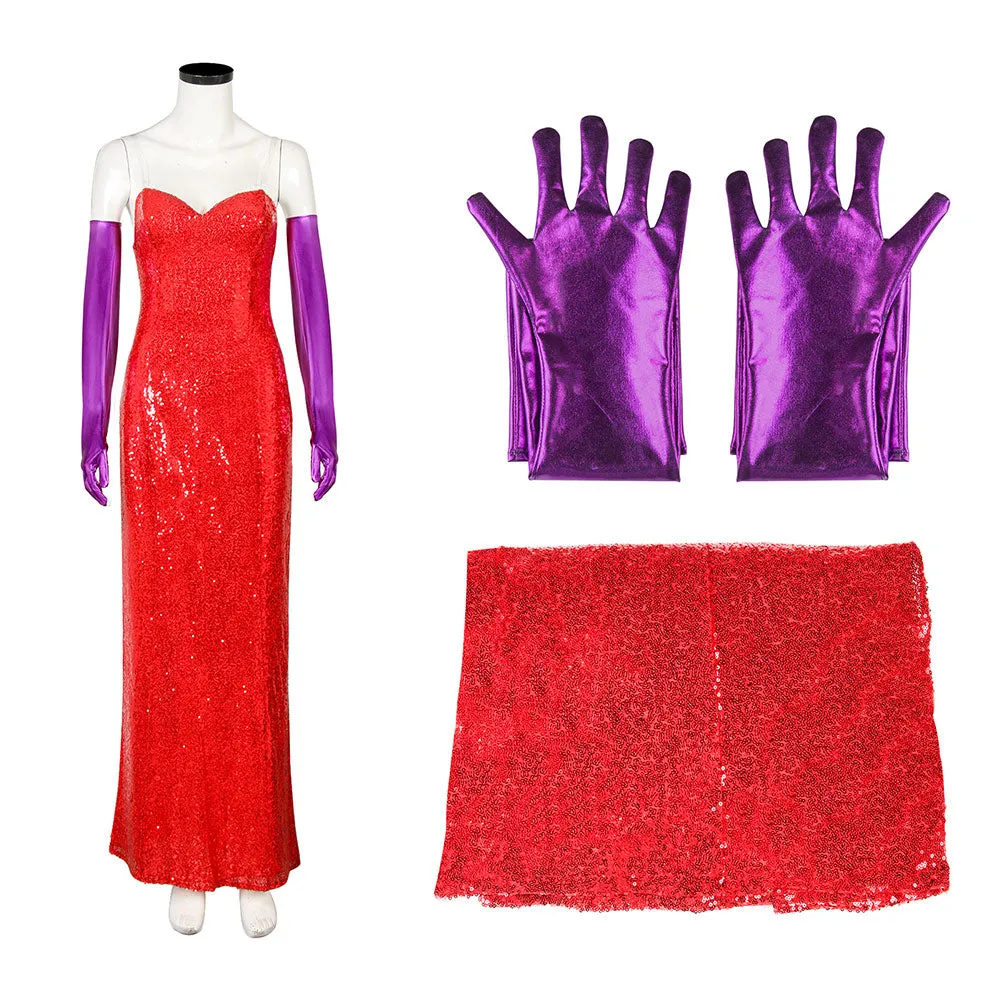 Who Framed Roger Rabbit Jessica Rabbit Cosplay Dress with Gloves