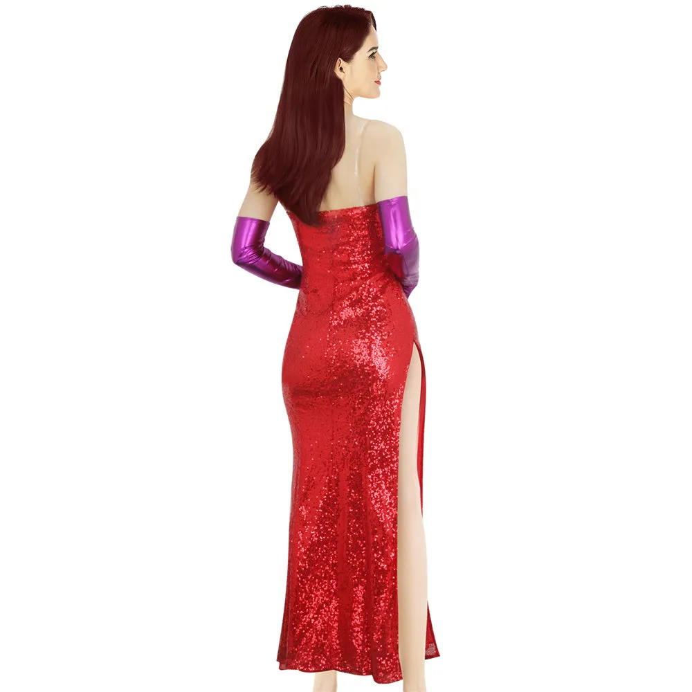 Who Framed Roger Rabbit Jessica Rabbit Cosplay Dress with Gloves