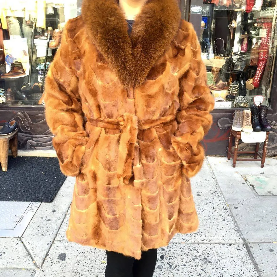 Winter Fur Women's Whiskey 3/4 Mink Fur Coat