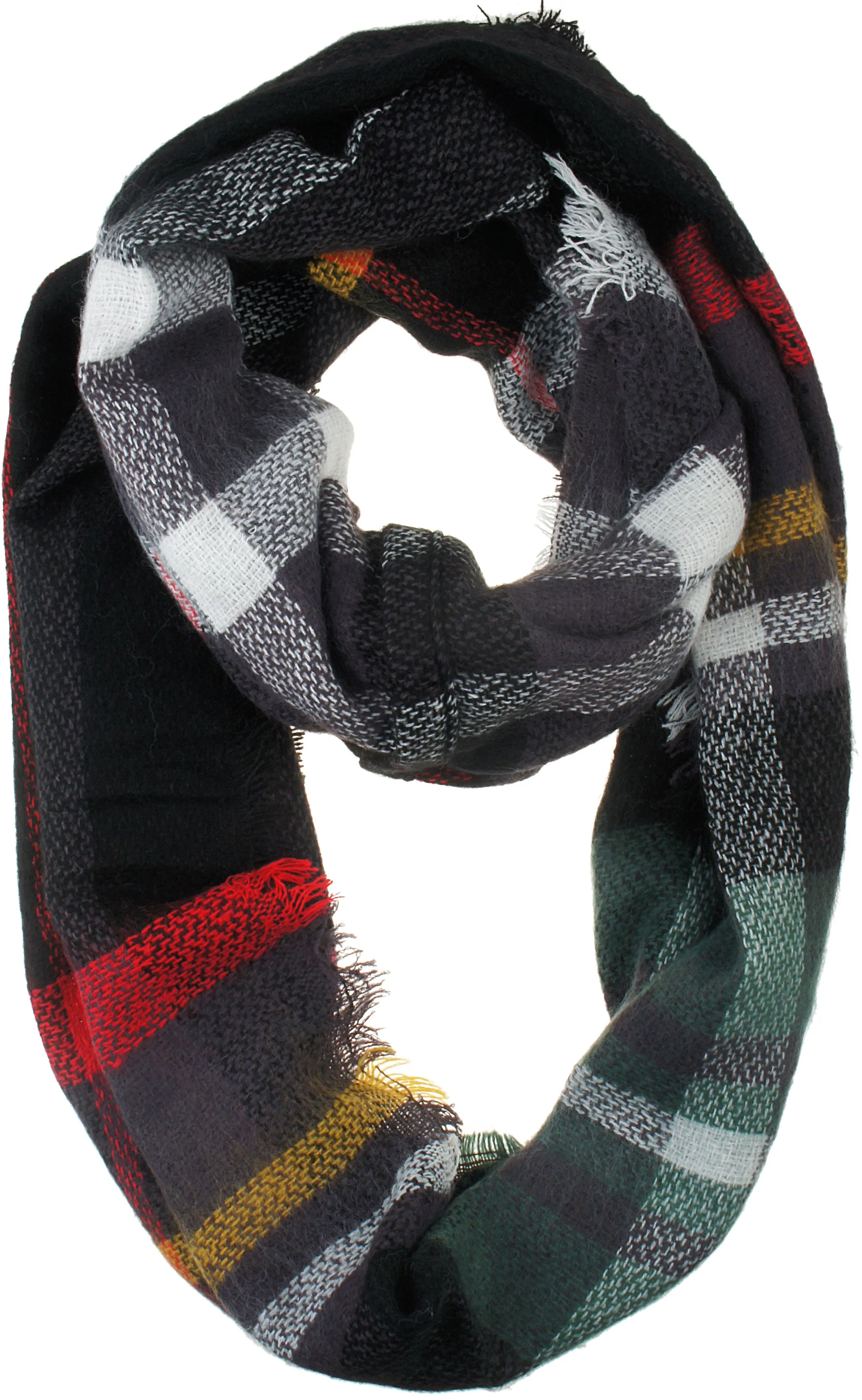 Womens Light Weight Plaid Tartan Winter Infinity Circle Loop Scarf